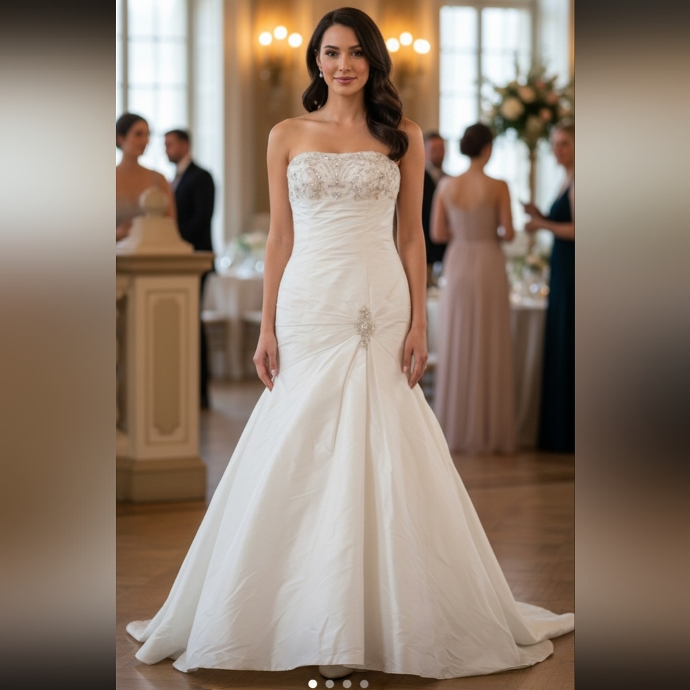 Davids Bridal Picone Ivory Strapless Mermaid Wedding Dress Gown  Bodice 6